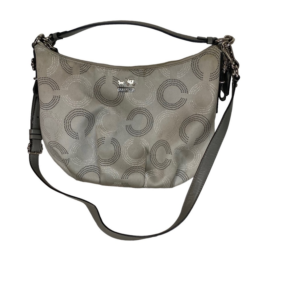 Coach Handbag Crossbody Silver Signature C - Picture 2 of 12